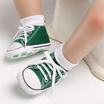KKIIDDSS Unisex Baby Girls Boys Canvas High-top Shoes, Newborn Infant Anti-Slip Soft Sole Frist Walking Sneakers (A03/Green,0-6 Months