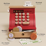 Le Toy Van - Wooden Honeybake Toy Cash Register | Role Play With Receipt, Opening Till Drawer and Money | Perfect for Supermarket, Food Shop or Cafe Pretend Play