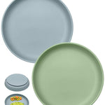 Qyeejong Classic Toddler Plates with Suction 2 Pcs, BPA Free Silicone Baby Suction Plates, Stick Dinner Dishes for Baby Toddler Kids, Dishwasher Safe, Stackable