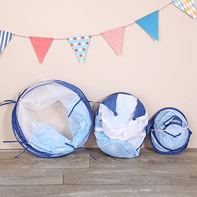 LimitlessFunN 4pc Kids Pop Up Play Tent, Crawl Tunnel, Ball Pit | Includes Star Lights & Carrying Case |, Children Indoor Castle Playhouse for Boys & Girls, Toddlers, 47" D x 126" W x 53" H