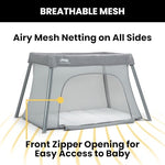 Jeep Horizon Compact Travel 2-in-1 Play Yard and Bassinet, Light Grey