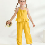 Toddler Clothes 2t 3t Girl Summer Clothes Kids Cute Yellow Halter Crop Tops High Waist Pants Toddler Girl Summer Outfit Children Matching Clothing Set