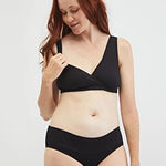 Motherhood Maternity Nursing Bras, Women’s Cotton Spandex Wrap Front Sleep Bra, Bralette for Breastfeeding & Pumping, Black, 1-Pack, Large
