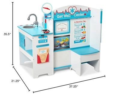 Melissa & Doug Wooden Get Well Doctor Activity Center - Waiting Room, Exam Room, Check-In Area - FSC Certified