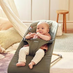 BabyBjörn Bouncer Bliss, Dark Green, Woven, Petal Quilt | 2-in-1 Adjustable Baby Bouncer Seat and Toddler Chair, Newborn to Toddler (8-29 lbs), 4 Positions, Lightweight & Portable