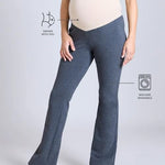 Motherhood Maternity Women's Essential Full Length Secret Fit Over The Belly Flare Pregnancy Yoga Pants, Heather Grey, Medium
