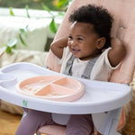 Ingenuity Sun Valley Compact Folding Baby High Chair, Food-Grade Safe Plate, Safety Harness, for Ages 6 Months and Up, Unisex - Pink