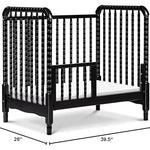Davinci Jenny Lind 3-in-1 Convertible Mini Crib in Ebony, Removable Wheels, Greenguard Gold Certified