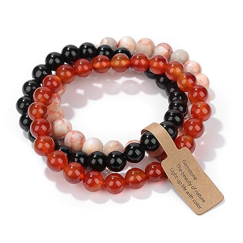 3 PCS Healing Crystal Bracelets for Women 8mm Natural Stone Beaded Stretch Bracelet Amethyst Jewelry Gifts