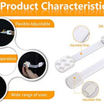 6 Pack Vmaisi Multi-Use Adhesive Straps Locks - Childproofing Baby Proofing Cabinet Latches for Drawers, Fridge, Dishwasher, Toilet Seat, Cupboard, Oven,Trash Can, No Drilling (White) (6)