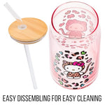 Silver Buffalo Sanrio Hello Kitty Glass Tumbler with Bamboo Lid and Glass Straw, 16 Ounces