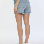 Motherhood Maternity Women's Under The Belly Cutoff Denim Pregnancy Shorts, Sara Light Wash, Small