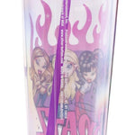Silver Buffalo Bratz Dolls Featuring Cloe, Yasmin, Jade, and Sasha Flames and Full Lips Plastic Cold Cup with Lid and Straw Topper, 24 Ounces