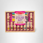 Melissa & Doug Deluxe Happy Handle Stamp Set with 10 Stamps, 5 Colored Pencils, and 6-Color Washable Ink Pad