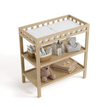 Storkcraft Morningside Changing Table (Driftwood) – GREENGUARD Gold Certified Baby Changing Table, Includes Waterproof Diaper Changing Pad, Easy 30-Minute Assembly, 2 Open Shelves for Storage