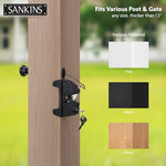SANKINS Key Lockable Fence Gate Latch, 2 Sided Gate Lock Latch for Outdoor Fence, Keyed Fence Lock Latch with Spring Loaded Pull Cable, Fence Latch Gate Hardware for Wood, Vinyl, Metal Gates, Black