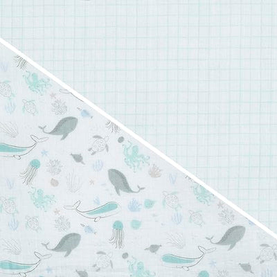 Delta Children Fitted Crib Sheets for Girls and Boys - 100% Organic Cotton Crib Sheet for Standard Crib and Toddler Mattresses - 28x52 Inch- GOTS Certified (Pack of 2), Sea Life