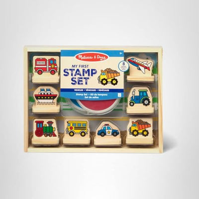 Melissa & Doug My First Wooden Stamp Set - Vehicles Kids Art Projects, Stamps with Washable Ink, Vehicle Toys for Kids Ages 4+