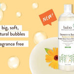 Babo Botanicals Sensitive Baby Fragrance-Free 2-in-1 Bubble Bath & Wash - Shea Butter, Calendula & Oat - Vegan - EWG Verified - For Babies & Kids