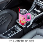 Silver Buffalo Care Bears and Strawberry Shortcake Collaboration Stainless Steel Tumbler with Handle and Straw, Fits in Standard Cup Holder, 40 Ounces