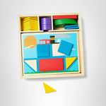 Melissa & Doug Beginner Wooden Pattern Blocks Educational Toy with 5 Double-Sided Scenes and 30 Shapes Puzzles for Kids 3+