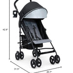Jeep AdventureGlyde Stroller by Delta Children - Lightweight Travel Stroller with Smoothest Ride & Compact Fold, 3-Position Recline, Extra Large Storage Basket, Black/Grey
