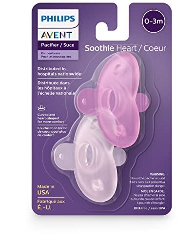 Philips Avent Soothie Heart Pacifier, Pink/Light Pink, 0-3 Months, 4 Pack, SCF099/42