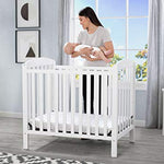 Delta Children Emery Mini Convertible Baby Crib with 2.75-inch Mattress, Bianca White