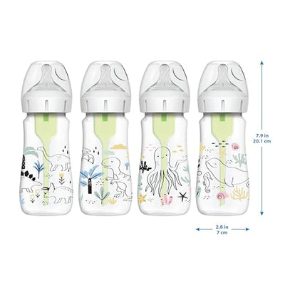 Dr. Brown’s Natural Flow® Anti-Colic Options+™ Wide-Neck Baby Bottle Designer Edition Bottles, Ocean Decos, 9 oz/270 mL, Level 1 Nipple, 2-Pack, 0m+