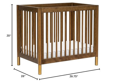 Babyletto Gelato 4-in-1 Baby Mini Crib Convertible to Toddler Bed, Daybed, Twin Bed - GREENGUARD Gold Certified, 4 Adjustable Heights - Made of 100% Solid Wood, Conversion Kit Sold Separately - Walnut