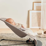BabyBjörn Bouncer Bliss, Sand Gray, Woven, Classic Quilt | 2-in-1 Adjustable Baby Bouncer Seat and Toddler Chair, Newborn to Toddler (8-29 lbs), 4 Positions, Lightweight & Portable