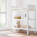 Storkcraft Pasadena Changing Table with Water-Resistant Changing Pad (White with Driftwood) - GREENGUARD Gold Certified, Includes Bonus Water-Resistant Changing Pad with Safety Strap, 2 Open Shelves