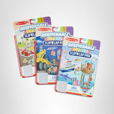 Melissa & Doug PAW Patrol Restickable Stickers Flip-Flap Pad 3-Pack – Classic Missions, Adventure Bay, Ultimate Rescue