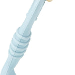 Light blue silicone tool held by a hand on a white background