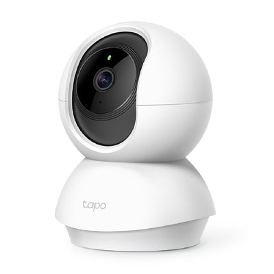 White TP-Link Tapo security camera on a white background