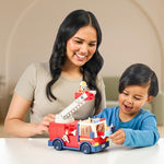Bluey Firetruck | Firetruck, Exclusive Firefighter Bingo and Bob Bilby Figures | Raise The Ladder, Spin It Around and Roll Out The Hose | Includes Sticker Sheet