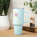 Silver Buffalo Strawberry Shortcake Rainbow Slide Stainless Steel Tumbler with Handle and Straw, Fits in Standard Cup Holder, 40 Ounces