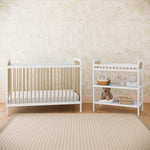 Storkcraft Pasadena Changing Table with Water-Resistant Changing Pad (White with Driftwood) - GREENGUARD Gold Certified, Includes Bonus Water-Resistant Changing Pad with Safety Strap, 2 Open Shelves