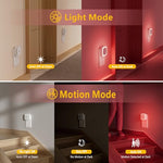 YUNLEX 2 Pack Plug in Night Light with Motion Sensor & Dusk to Dawn Sensor, 3 Sensor Modes, Red Night Lights Plug into Wall, Dimmable Nightlight for Bedroom, Bathroom, Indoor, Gifts for Adults, Kids