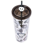 Silver Buffalo Sanrio Hello Kitty And Friends Spooky Halloween Plastic Cold Cup with Lid and Straw Topper Featuring Hello Kitty, Badtz Maru, Purin, Keroppi, and Chococat, 24 Ounces