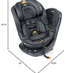 Chicco Fit360 ClearTex Rotating Convertible Car Seat with 360 Degree Rotation for Rear-Facing and Forward-Facing Usage, LeverLock Self-Tensioning Lock System | Slate/Grey