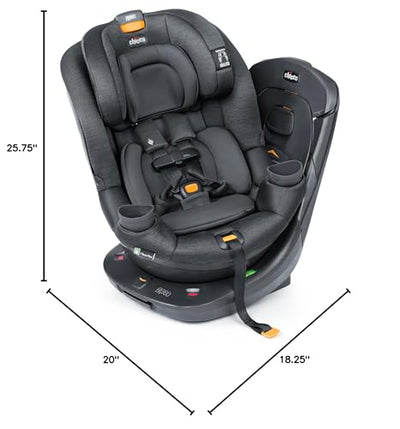 Chicco Fit360 ClearTex Rotating Convertible Car Seat with 360 Degree Rotation for Rear-Facing and Forward-Facing Usage, LeverLock Self-Tensioning Lock System | Slate/Grey