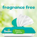 Pampers Baby Wipes, Free & Gentle, Hypoallergenic and Unscented Wipe, 100% Plant Based, Plastic-Free for Babies, 312 Total (4 Flip-Top Packs)