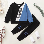 Kucnuzki 2T Boys Clothes Kids Blue Cotton Sweatshirt & Sweatpants Set 2T-3T Boy