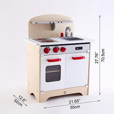 Hape Gourmet Kitchen Kid's Wooden Pretend Play Kitchen Set |Sink, Stove, Baking Oven, Cabinet, Turnable Knobs & Spice Shelf