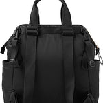 Skip Hop Diaper Bag Backpack: Mainframe Large Capacity Wide Open Structure with Changing Pad & Stroller Attachement, Black with Gold Trim