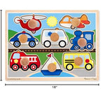 Melissa & Doug Vehicle Jumbo Knob Puzzle, Wooden Peg Puzzle for Toddlers, Educational Toy for Shape Recognition and Fine Motor Skills, Ages 1+