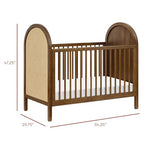 Babyletto Bondi Cane 3-in-1 Convertible Baby Crib - GREENGUARD Gold Certified Convertible Crib to Toddler Bed & Daybed - Wooden Baby Bed 4 Adjustable Heights - Made of 100% Solid Wood - Natural Walnut