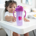 Dr. Brown's Milestones Insulated Sippy Cup with Straw and Handles, Spill-Proof Tumbler with Lid, 2-Pack, Green & Purple, 10 oz/300 mL, BPA Free, 12m+