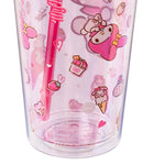 Silver Buffalo Sanrio My Melody Pink Strawberry Pattern Plastic Cold Cup with Lid and Topper Straw 24 Ounces